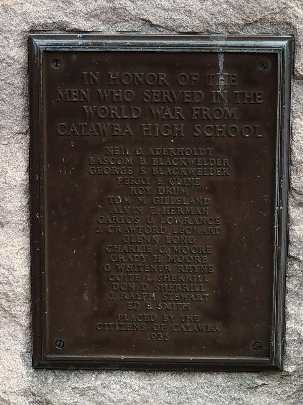 Catawba High School World War I Memorial Marker image. Click for full size.