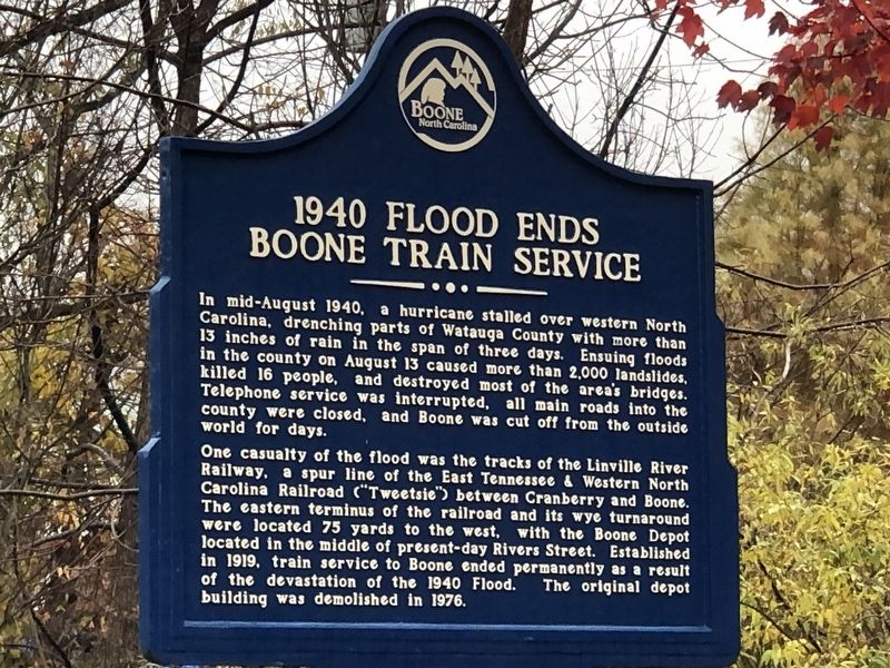 1940 Flood Ends Boone Train Service Marker image. Click for full size.