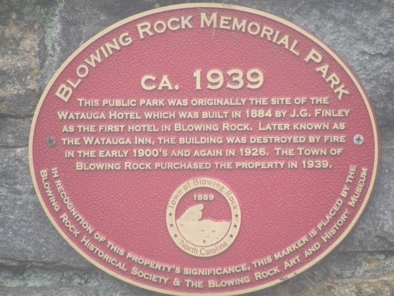 Blowing Rock Memorial Park Marker image. Click for full size.