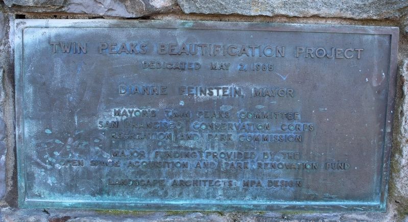 Twin Peaks Beautification Project Plaque image. Click for full size.