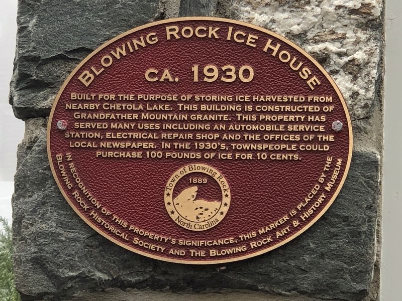 Blowing Rock Ice House Marker image. Click for full size.
