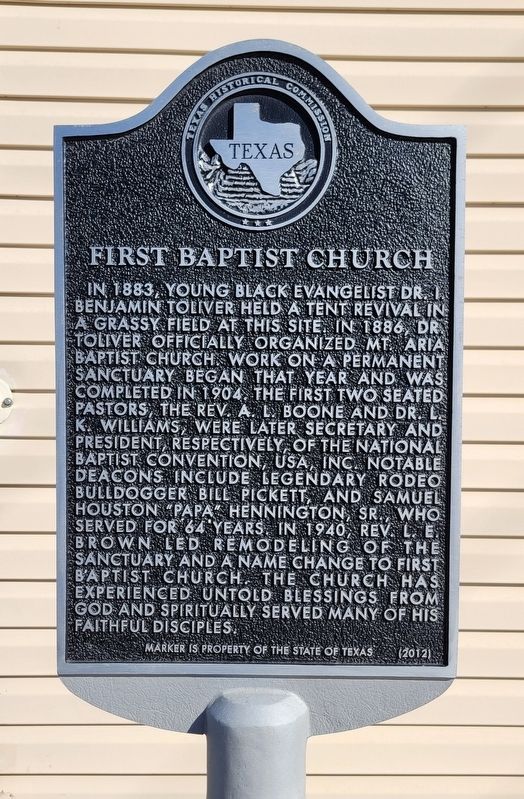 First Baptist Church Marker image. Click for full size.