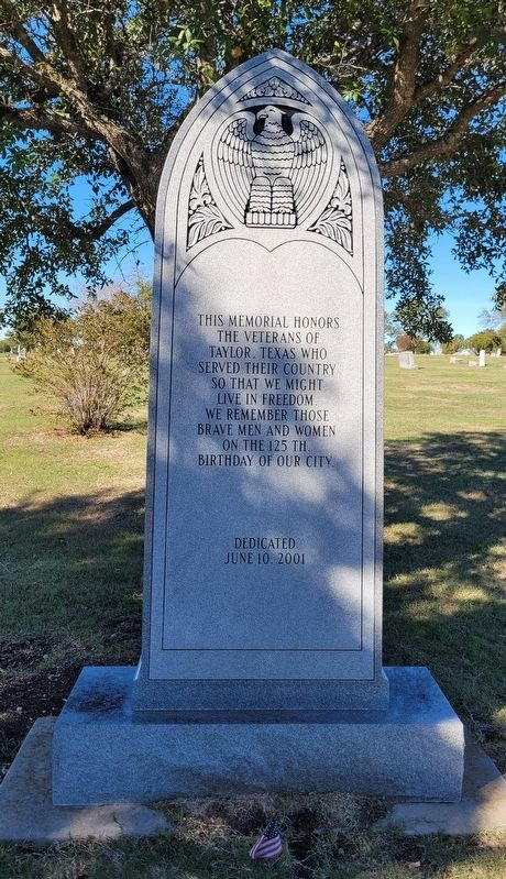 The Veterans of Taylor, Texas Marker image. Click for full size.