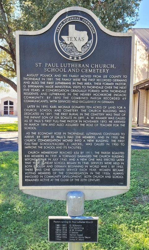 St. Paul Lutheran Church, School and Cemetery Marker image. Click for full size.