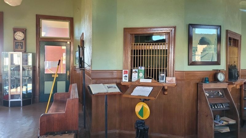 Inside view of the International & Great Northern Railroad Passenger Depot. Click for full size. Inside view of the International & Great Northern Railroad Passenger Depot image. Click for full size.
