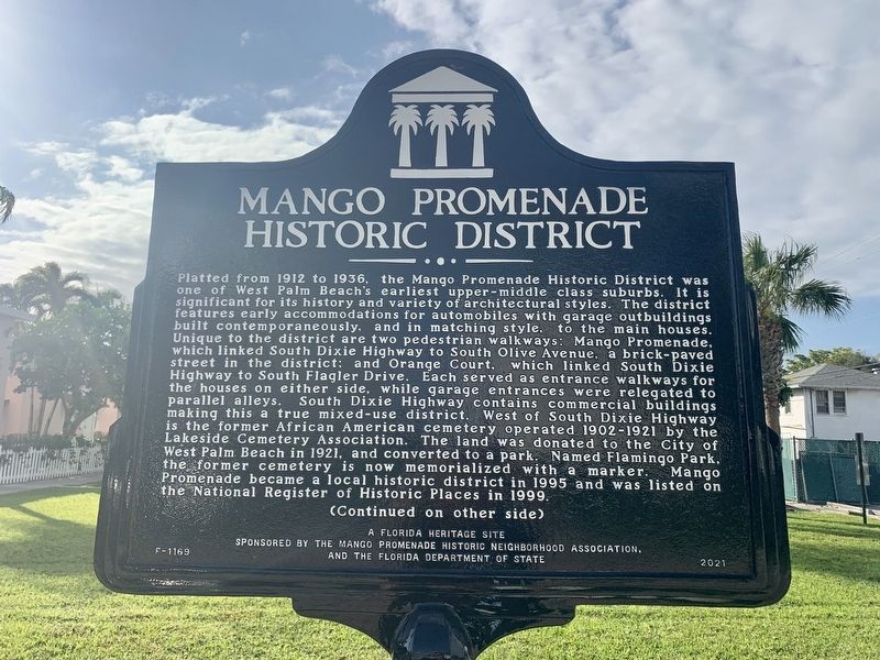 Mango Promenade Historic District Marker image. Click for full size.