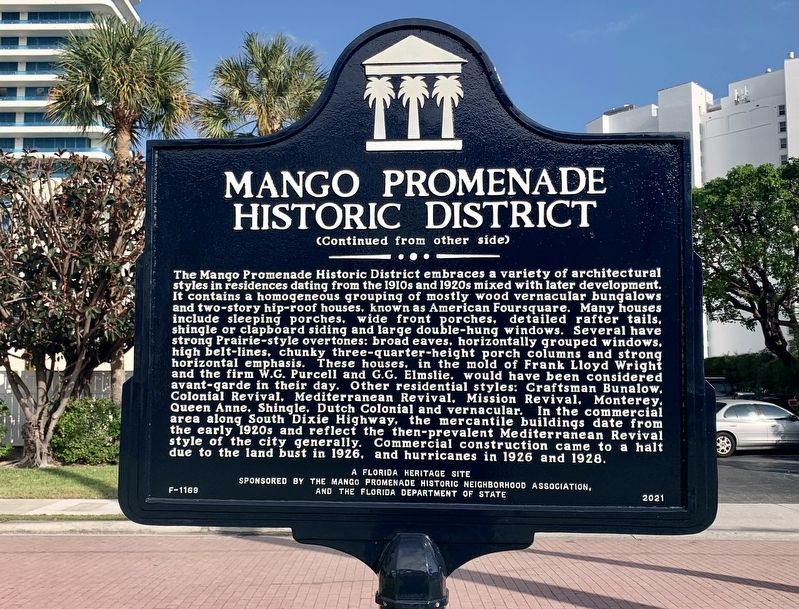 Mango Promenade Historic District Marker image. Click for full size.