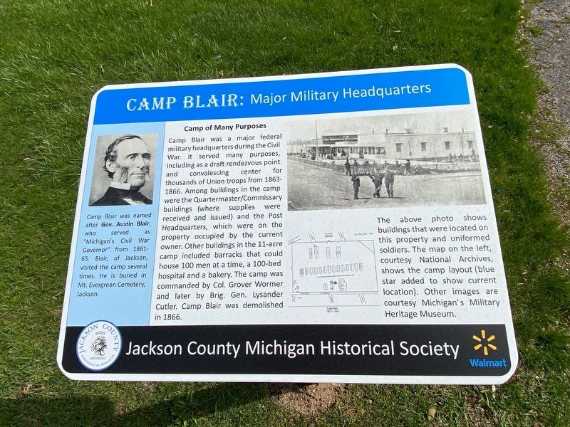 Camp Blair: Major Military Headquarters Marker image. Click for full size.