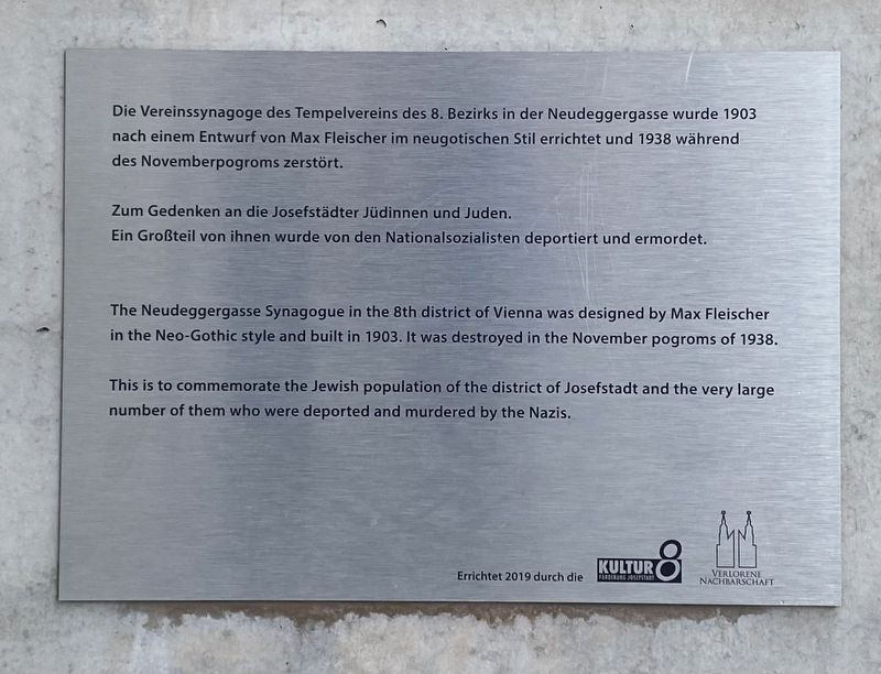 Neudeggergasse Synagogue Marker image. Click for full size.