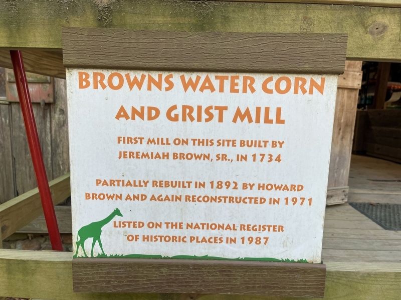 Brown's Water Corn and Grist Mill Marker image. Click for full size.