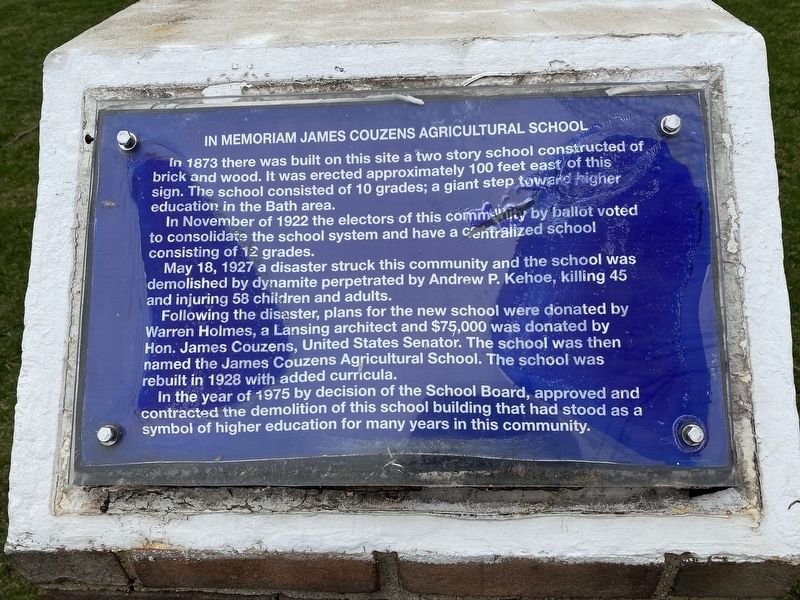 In Memoriam James Couzens Agricultural School Marker image. Click for full size.