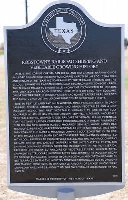 Robstown's Vegetable Growing and Railroad Shipping History Marker image. Click for full size.