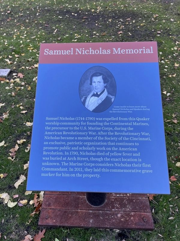 Samuel Nicholas Memorial Marker image. Click for full size.