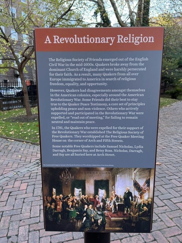 A Revolutionary Religion side of the marker image. Click for full size.