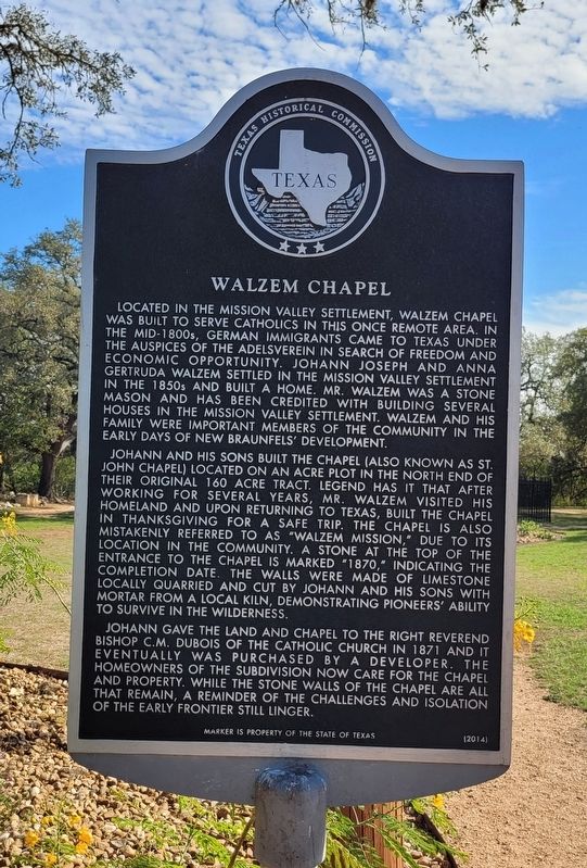 Walzem Chapel Marker image. Click for full size.
