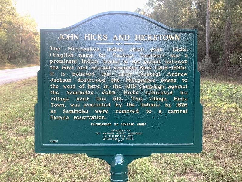 John Hicks and Hickstown Marker Side 1 image. Click for full size.