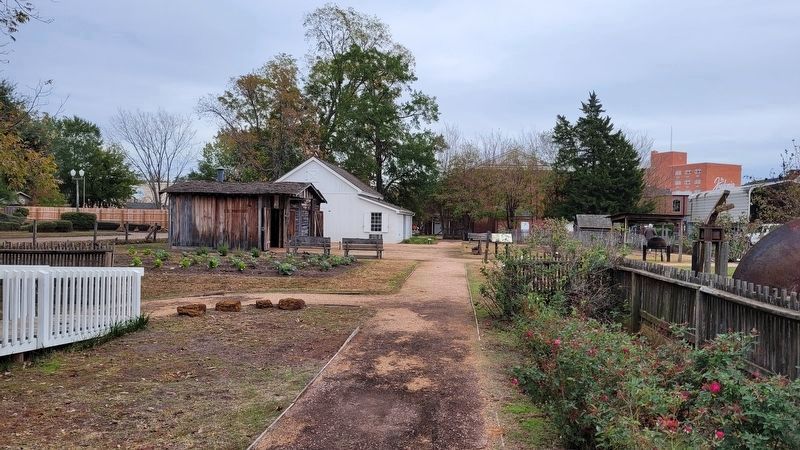 The view of the barn, gardens and the marker image. Click for full size.
