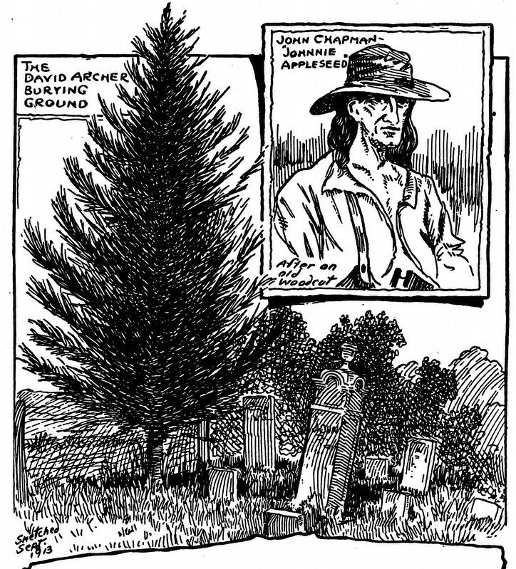 David Archer Burying Ground<br>Johnnie Appleseed<br>Sketched Sept. 1913 image. Click for full size.