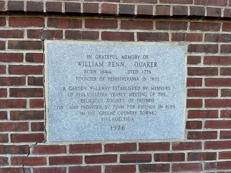 In Grateful Memory of William Penn, Quaker Marker image. Click for full size.