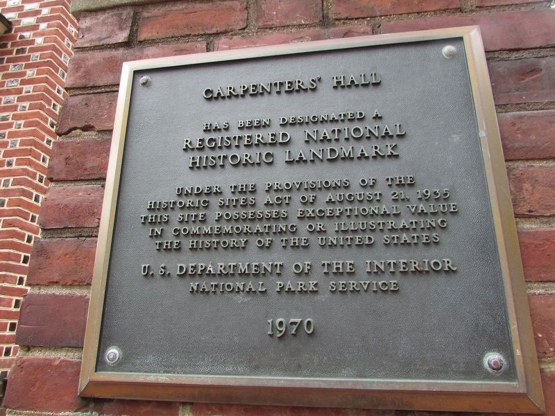 Carpenters' Hall National Historic Landmark Plaque image. Click for full size.