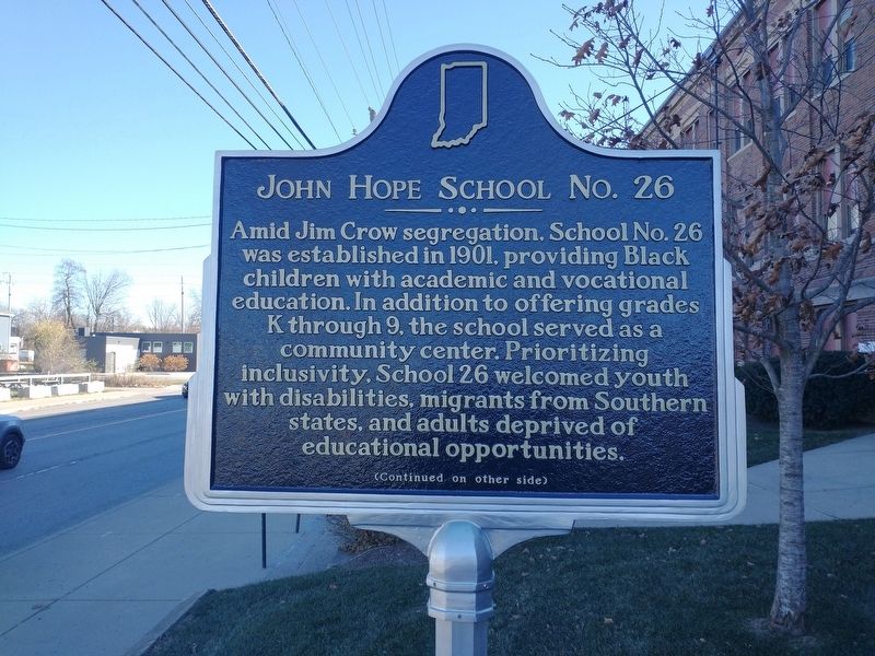 John Hope School No. 26 Marker (Front) image. Click for full size.
