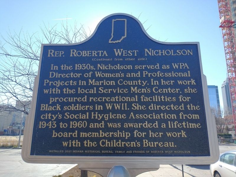 Rep. Roberta West Nicholson Marker (Back) image. Click for full size.