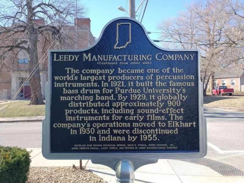 Leedy Manufacturing Company Marker (Back) image. Click for full size.