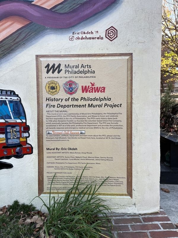 <i>History of the Philadelphia Fire Department Mural Project</i> Marker image. Click for full size.