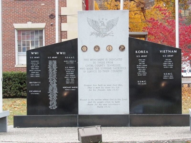 Cocke County War Memorial Marker image. Click for full size.