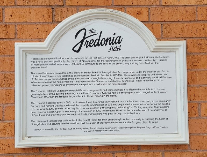 The Fredonia Hotel Marker image. Click for full size.