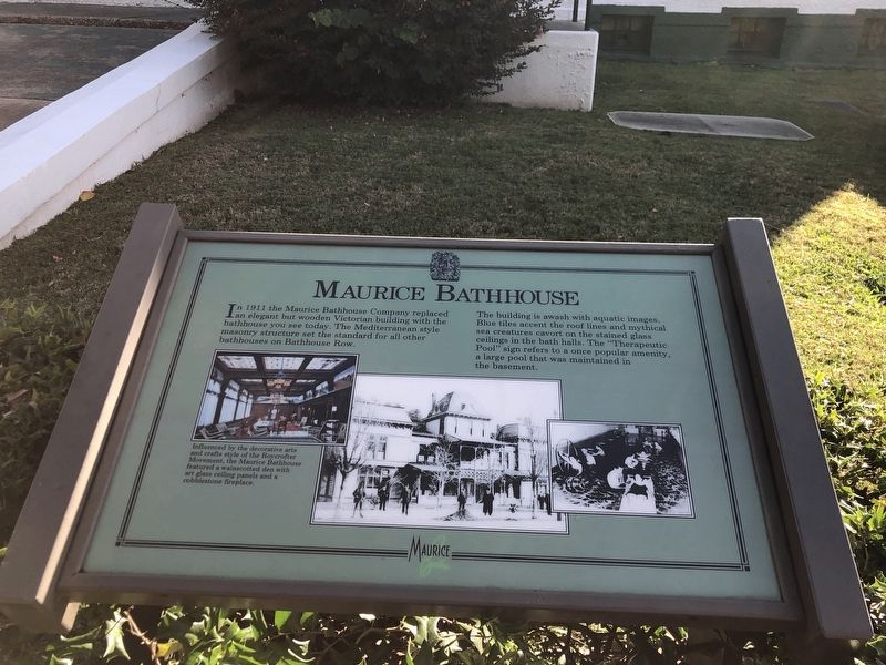 Maurice Bathhouse Marker. Click for full size. Maurice Bathhouse Marker image. Click for full size.
