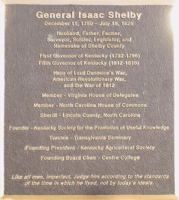 General Isaac Shelby Marker image. Click for full size.