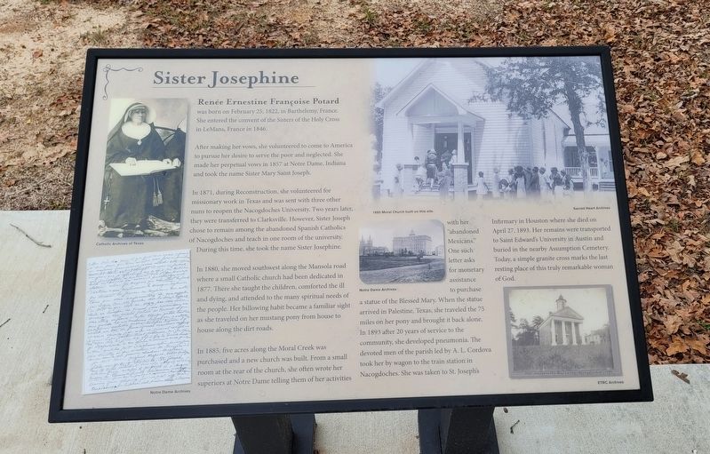 Sister Josephine Marker between the church and cemetery image. Click for full size.