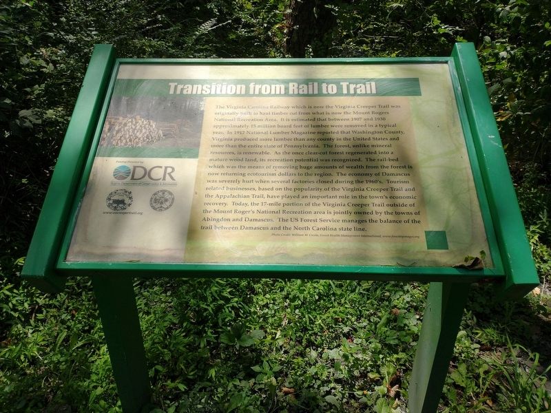 Transition from Rail to Trail Marker image. Click for full size.