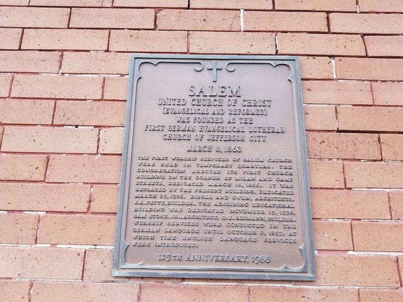 Salem United Church of Christ Marker. Click for full size. Salem United Church of Christ Marker image. Click for full size.