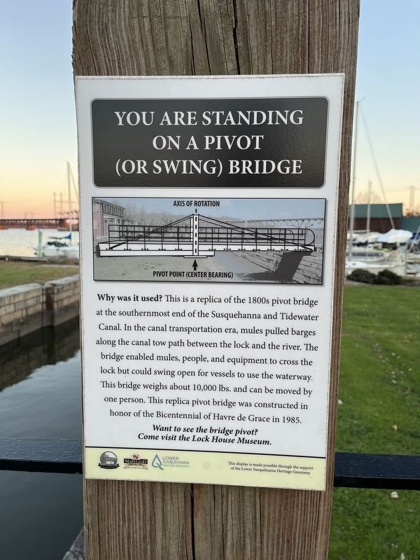You Are Standing On A Pivot (Or Swing) Bridge Marker image. Click for full size.