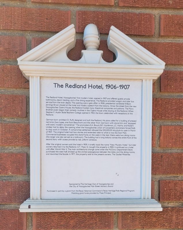 The Redland Hotel, 1906-1907 Marker image. Click for full size.