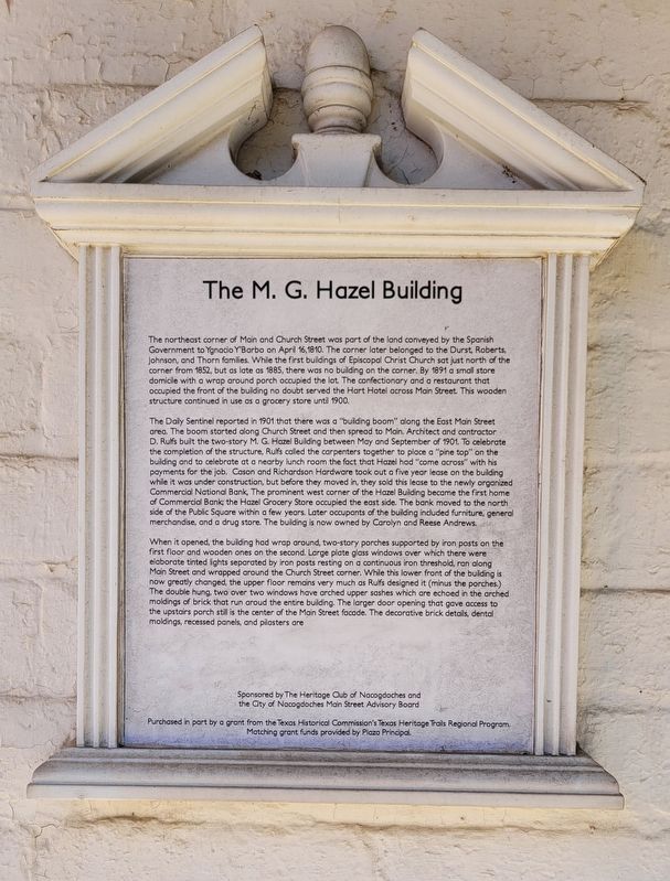 The M.G. Hazel Building Marker image. Click for full size.