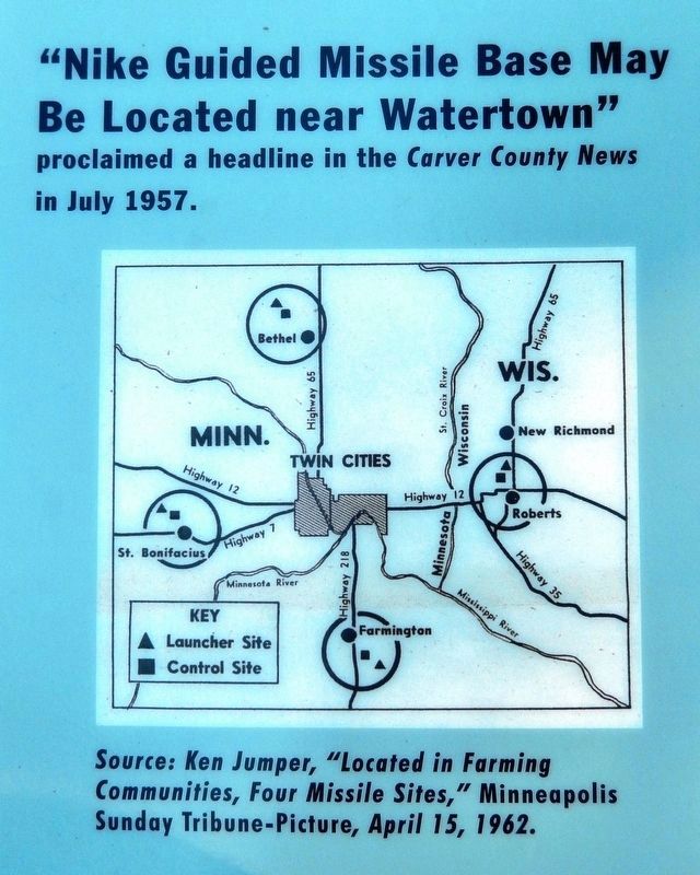 Marker detail: Nike Guided Missile Base May Be Located near Watertown image. Click for full size.