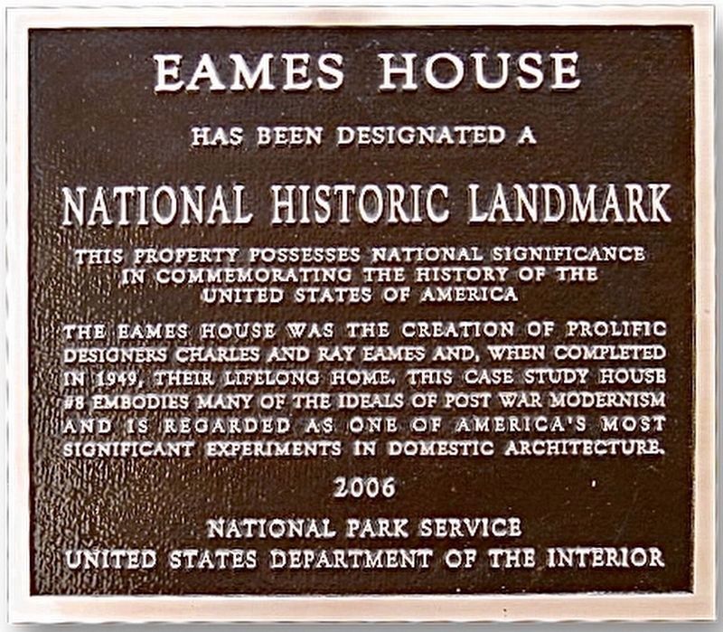 Eames House Marker. Click for full size. Eames House Marker image. Click for full size.