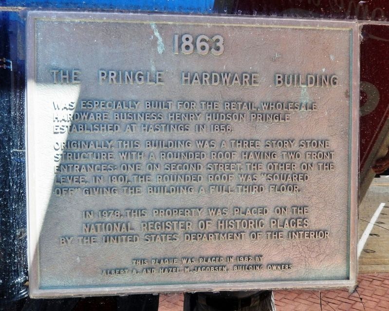 The Pringle Hardware Building Marker image. Click for full size.