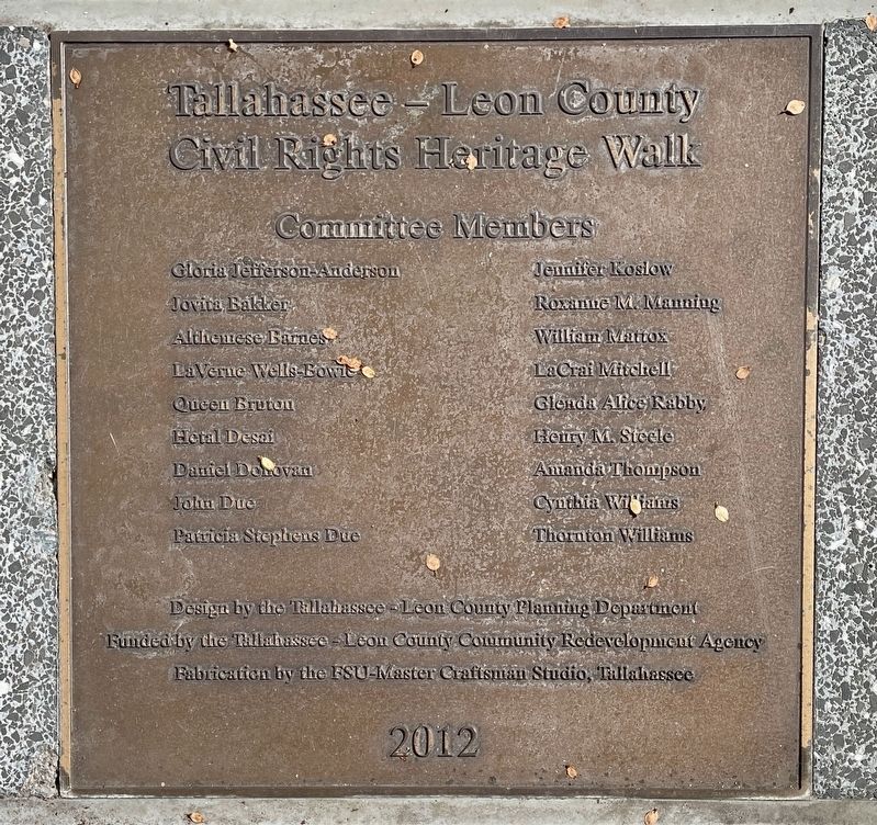 Tallahassee - Leon County Civil Rights Heritage Walk Dedication Plaque image. Click for full size.