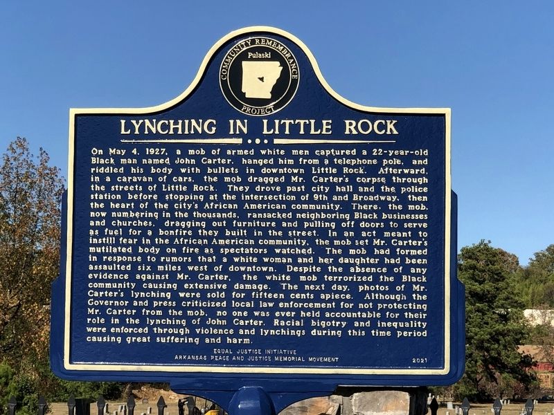 Lynching in Little Rock Marker image. Click for full size.