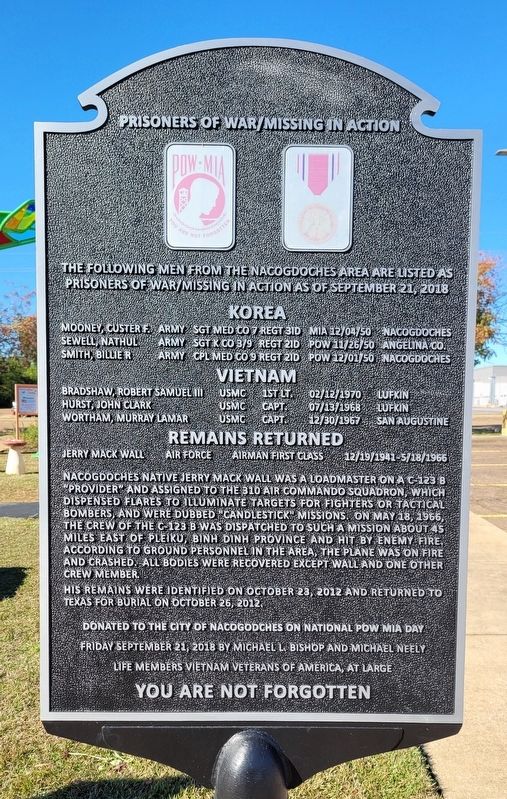 Prisoners of War/Missing in Action Marker image. Click for full size.