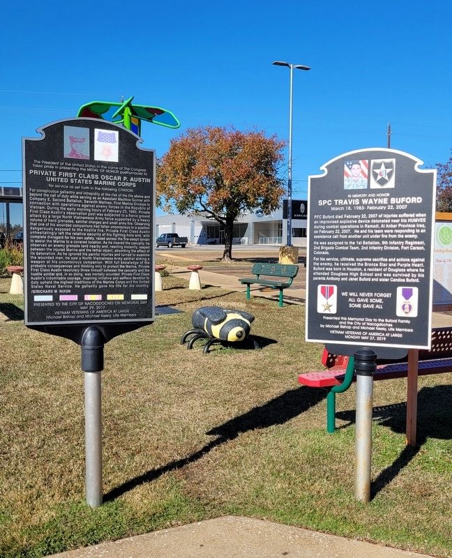 The In Memory and Honor SPC Travis Wayne Buford Marker is the marker on the right. Click for full size. The In Memory and Honor SPC Travis Wayne Buford Marker is the marker on the right image. Click for full size.