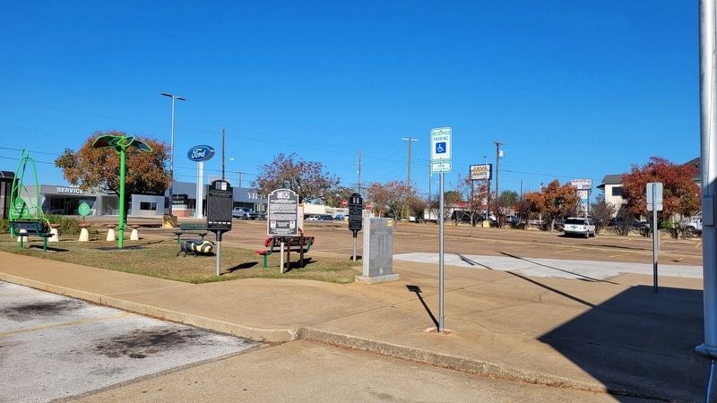 The view of the markers in front of the city building. Click for full size. The view of the markers in front of the city building image. Click for full size.