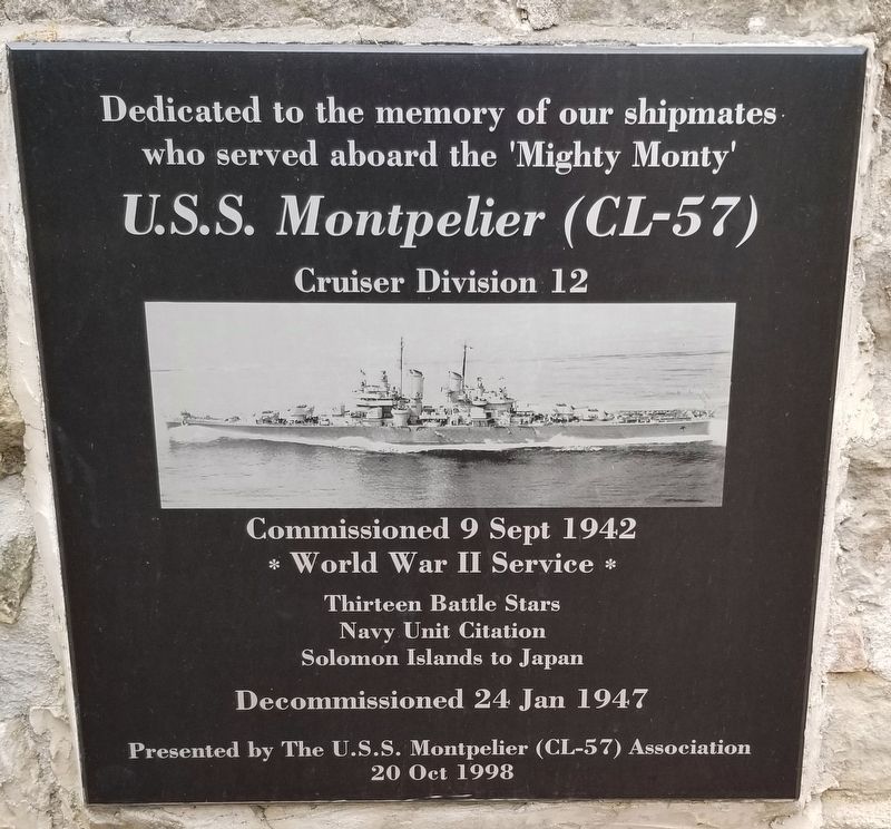 <i>U.S.S. Montpelier (CL-57)</i> Marker image. Click for full size.