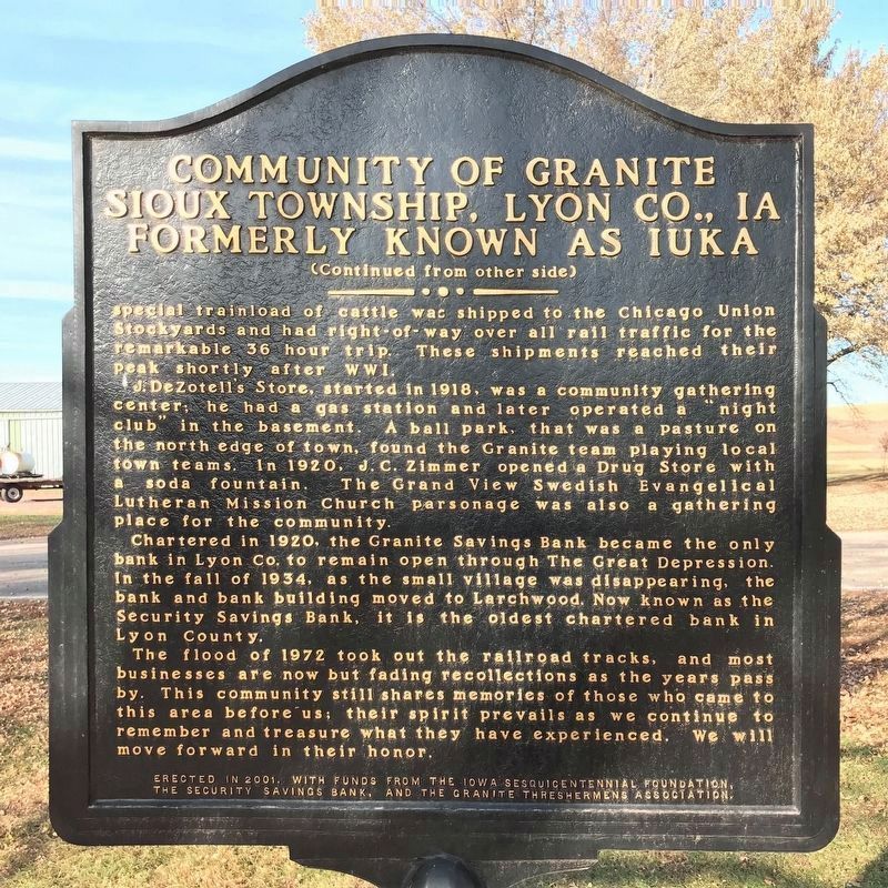 Community of Granite Marker, Side Two image. Click for full size.