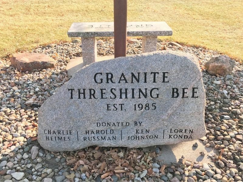 Granite Threshing Bee Stone Marker image. Click for full size.