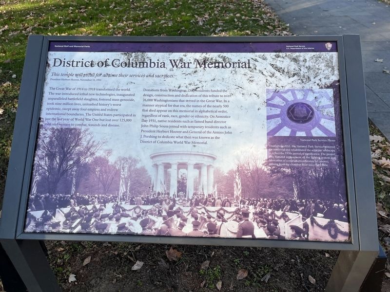 District of Columbia War Memorial. Click for full size. District of Columbia War Memorial image. Click for full size.